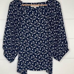 LOFT 3/4 Length Blouse with Floral Print: Med Petite